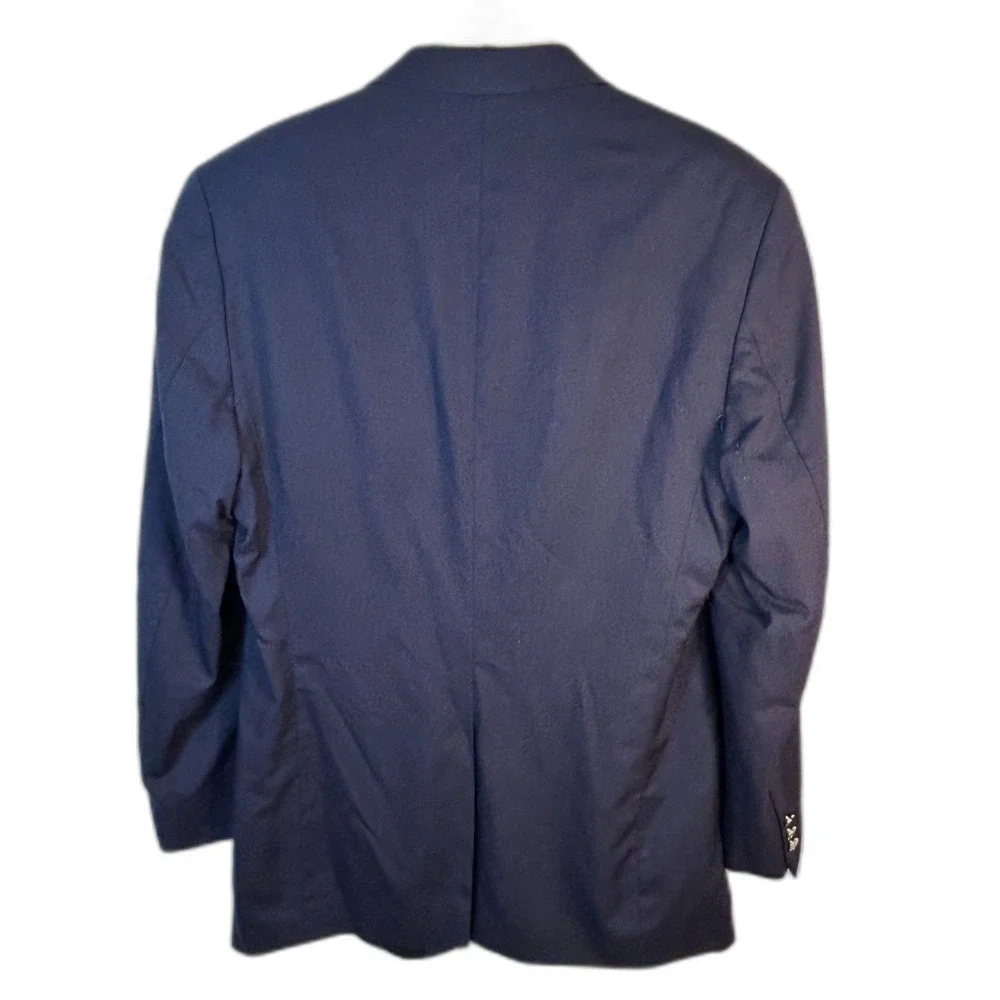 Joseph & Feiss Men's Navy Wool Gold Button Classic Blazer Jacket Size 44 X-Tall